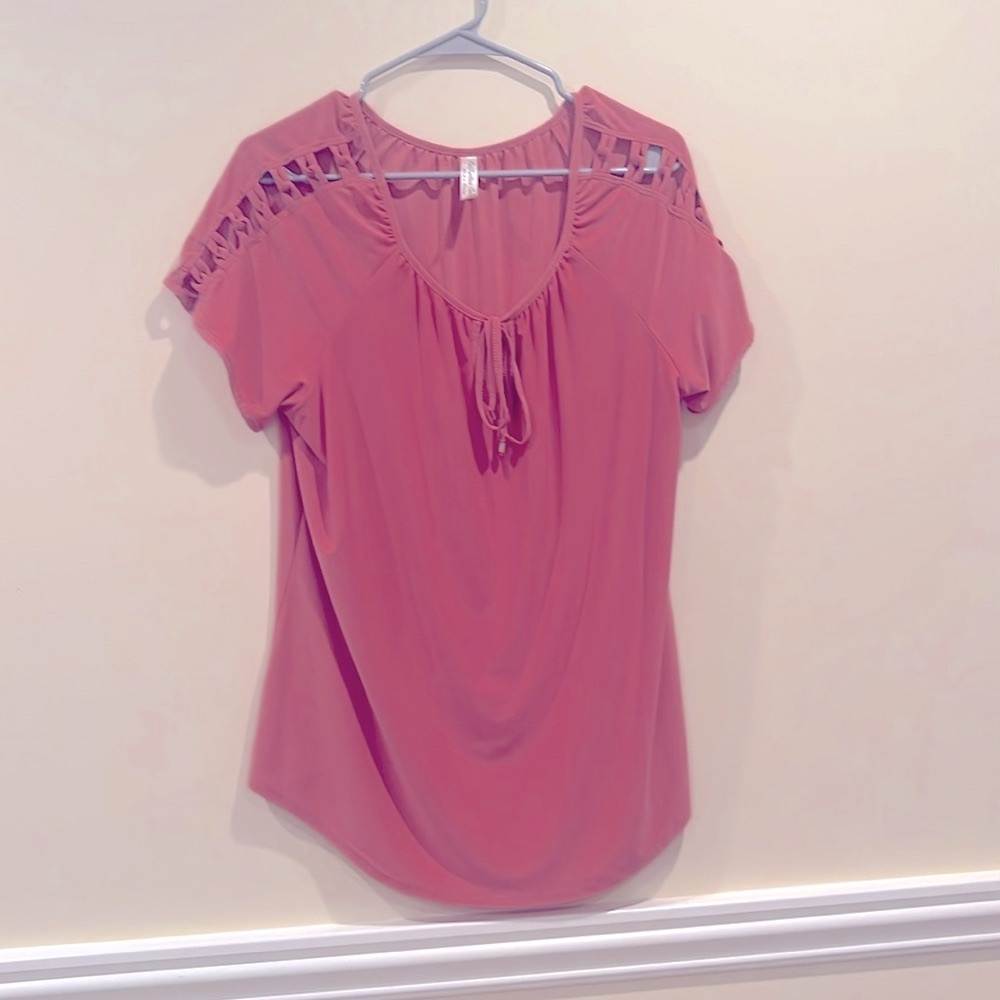 Pink Clear Dress Top with a Bow in the front XL